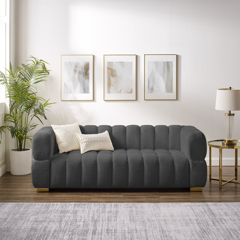Marceil Upholstered 85.03'' Sofa, Dark Gray 100% Polyester