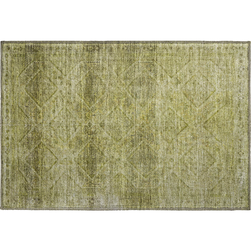 Premium Machine Washable Mayfield AMF2060 Geometric Rug, 1'8" x 2'6", Aloe