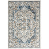 Oriental Machine Made Polypropylene Area Rug in Beige/Blue/Gray
