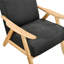 Siège d'appoint en tissu gris foncé, structure en bois d'hévéa massif et rembourrage en mousse pour fauteuil de relaxation, fabrication en bois, siège à dossier rembourré-640650853