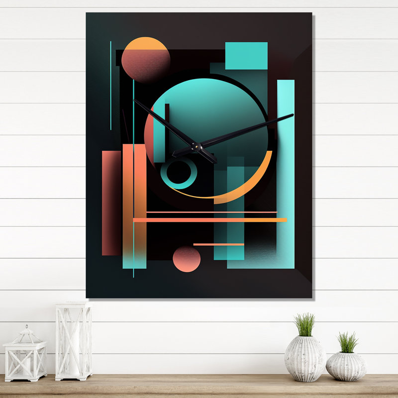 Minimal Bauhaus Dimensions II - Horloge murale géométrique moderne, Moyen