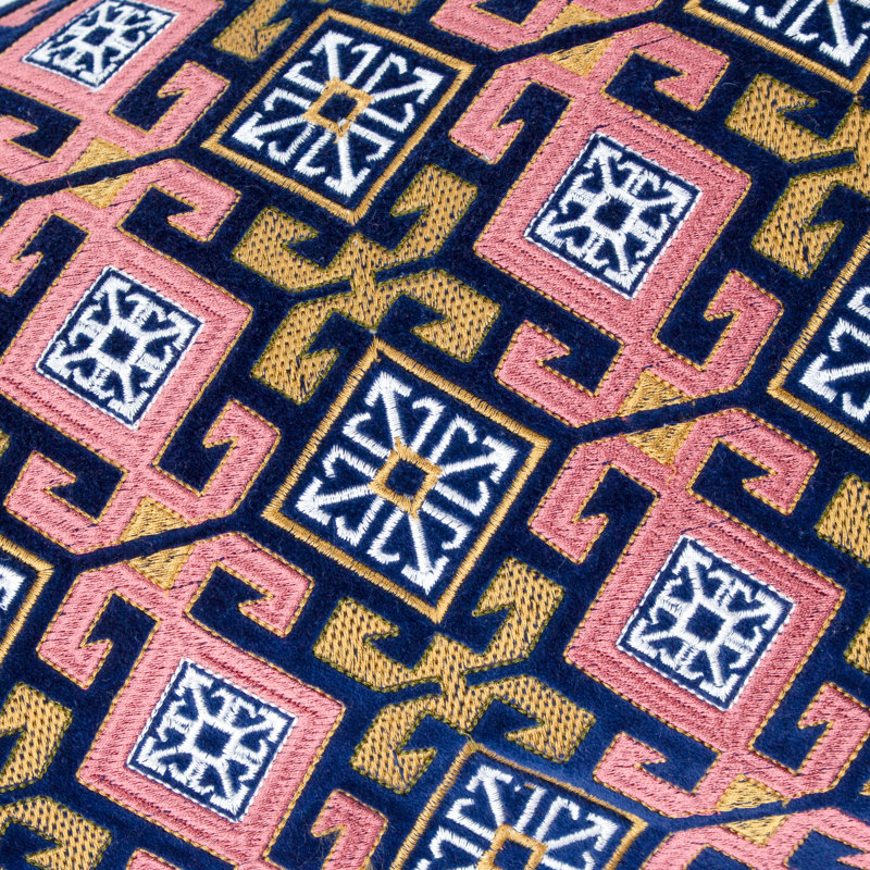 Laurel Geometric Rectangular Cushion, Blue/Pink