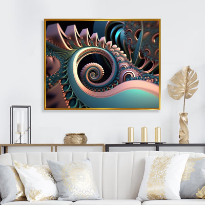 «Gold and Turquoise Fractal Spiral II», reproduction sur toile