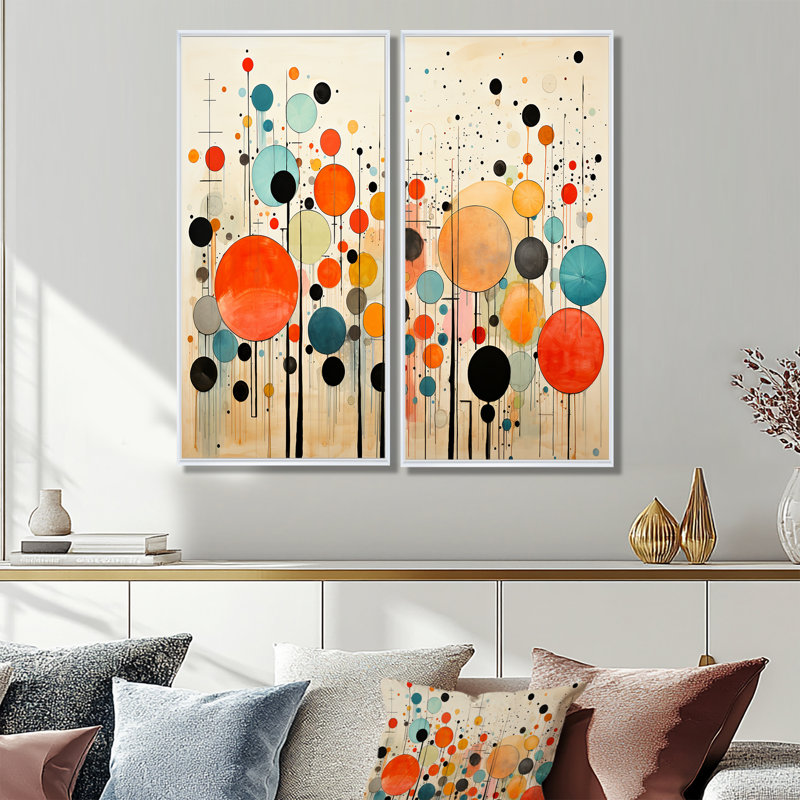 Vert beige rétro Mid-Century abstrait I - art mural vert, H 32 po x l 32 po, Reproduction encadrée sans passe-partout, Blanc