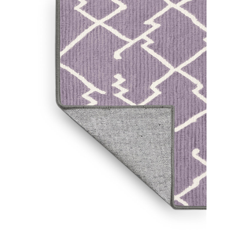 Tapis rose à motif treillis lavable à la machine, Rectangle de 5 pi x 8 pi