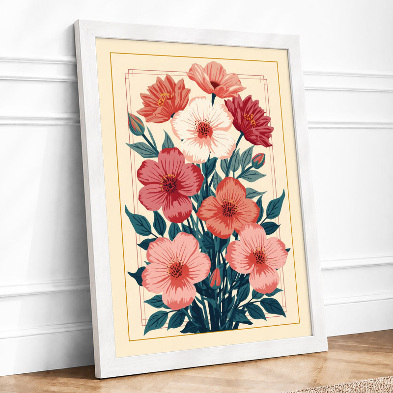 Carnation Bouquet Botanical - Framed Print, A4 - 29.7 x 21.0 cm, White