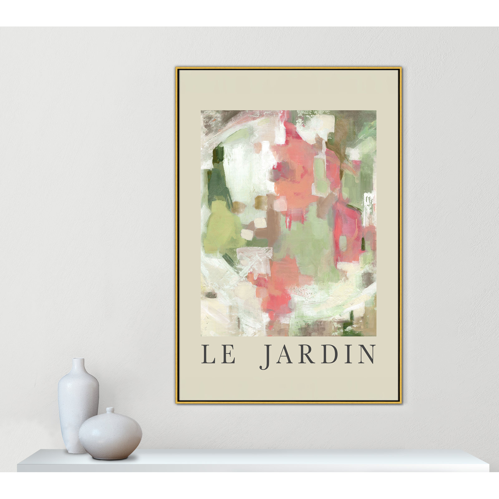 Riya "Le Jardin" Print by Carol Robinson, Gold Floater Frame, No, 61.5" H x 41.5" W x 2" D