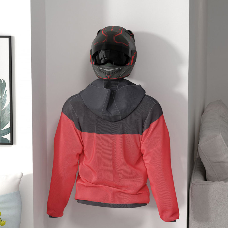 Support de rangement mural pour casque de moto avec portemanteau pivotant à 180 degrés