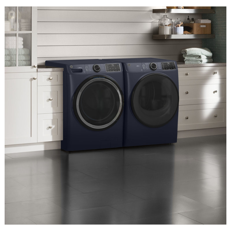 GE Appliances 7.8 Cubic Feet Cu. Ft. Smart Gas Stackable Dryer with Steam Dry, Sapphire Blue