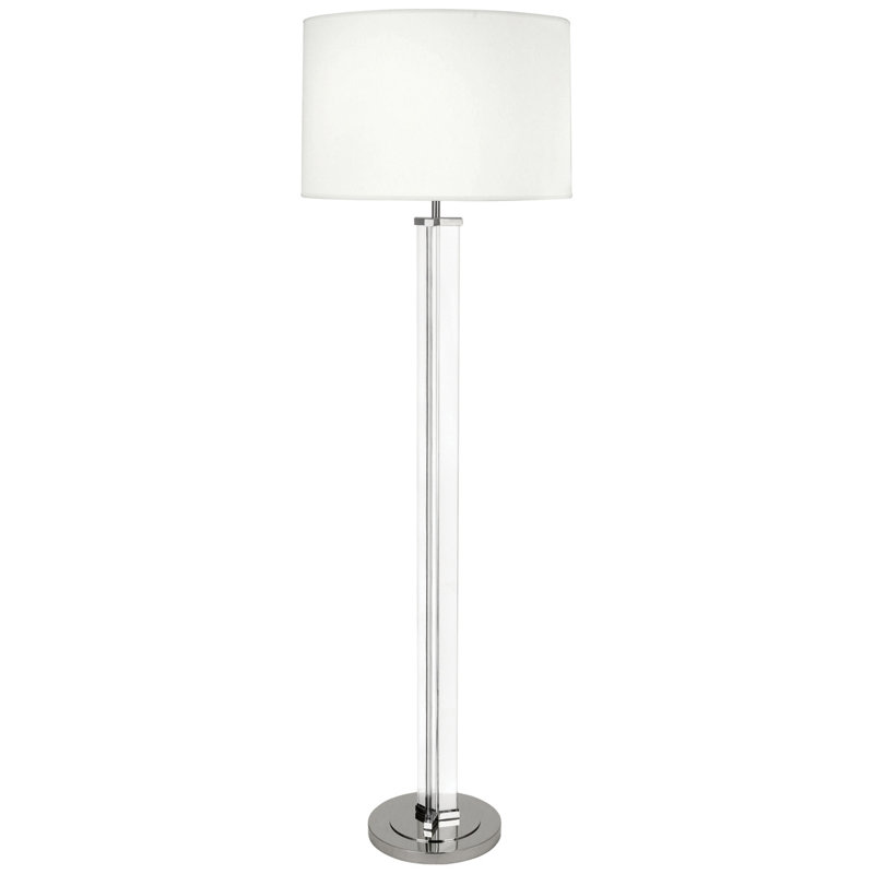 Fineas Floor Lamp, Polished Nickel, Ascot White