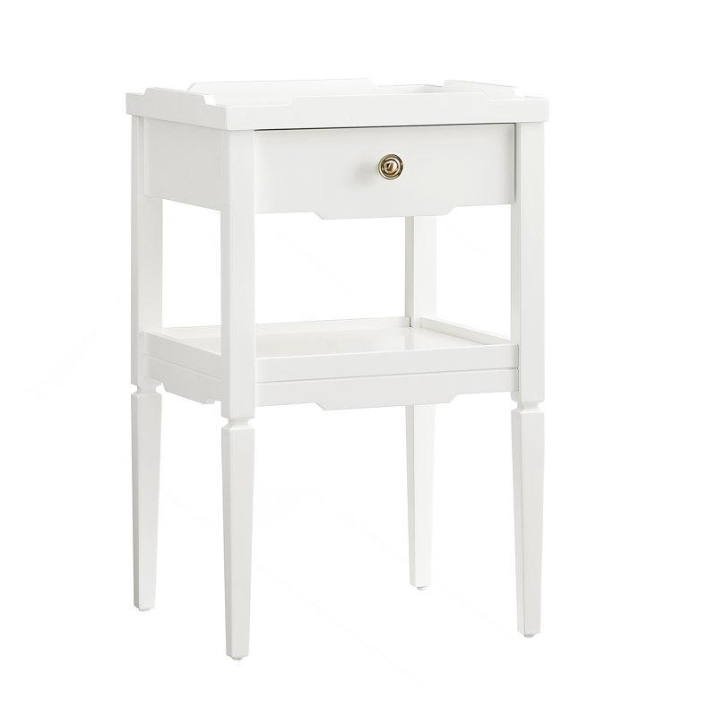 Foley White 1-Drawer Nightstand, White