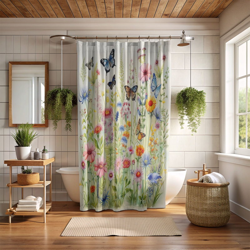 Rideau de douche standard 1 pièce Flora Awakening, H 74 po x l 71 po