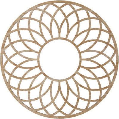 Médaillon de plafond perforé en bois de noyer de 20 po x P 6 7/8 po x T 1/4 po, noyer