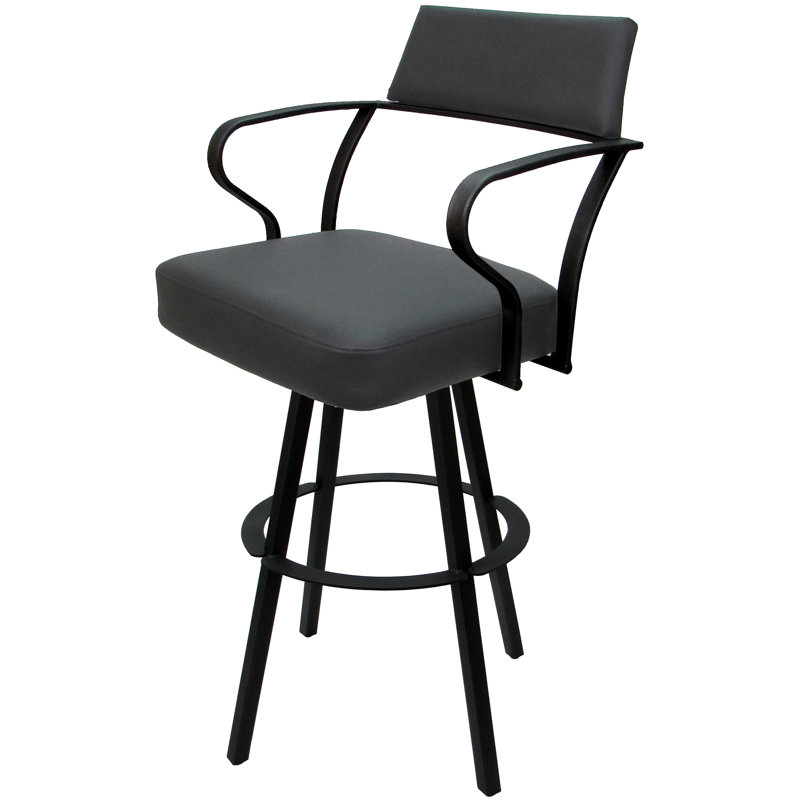 Tabouret de bar pivotant en métal 30 po Vickky, Gris, Noir