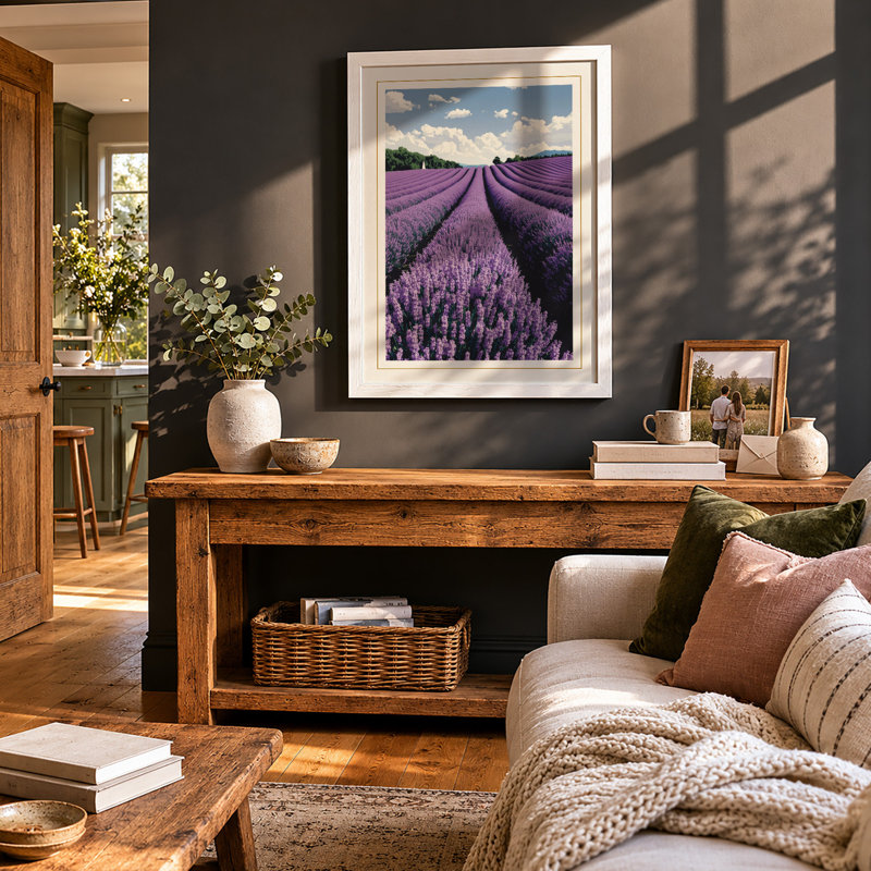 Lavender Fields Botanical - Framed Print, A4 - 29.7 x 21.0 cm, White