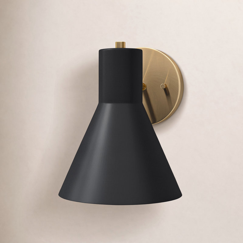 Byers Steel Armed Sconce, No, Satin Brass/Steel Black