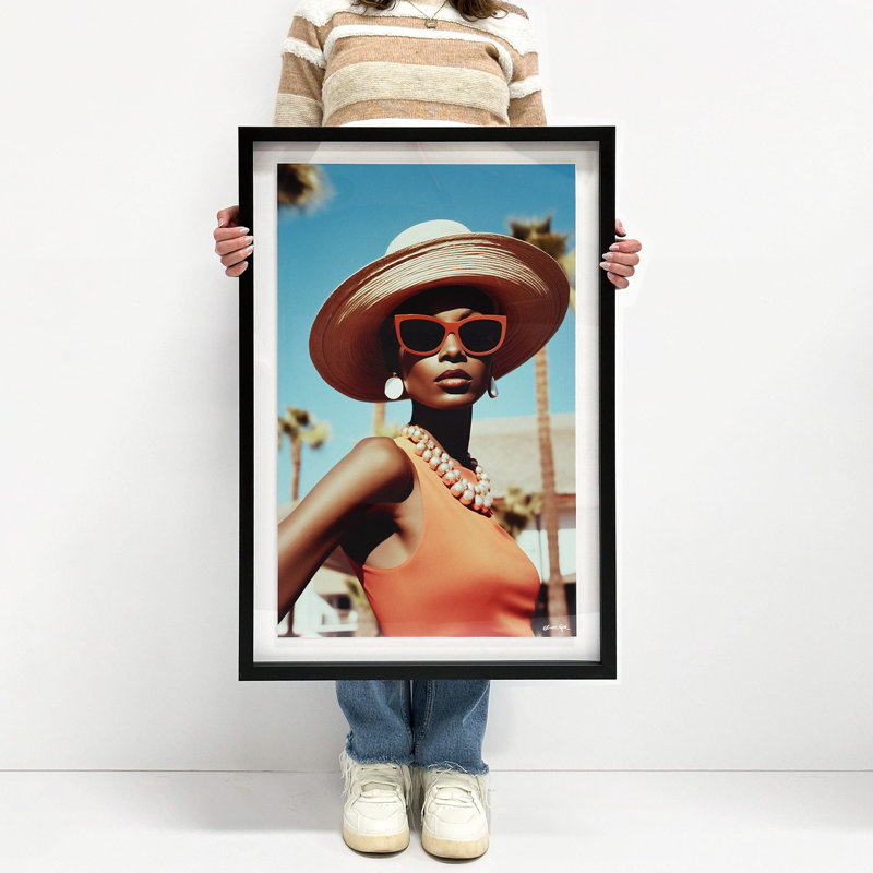 Elegant Palm Springs WomanShadowbox by Oliver Gal, 16.5" H x 11.5" W, Black