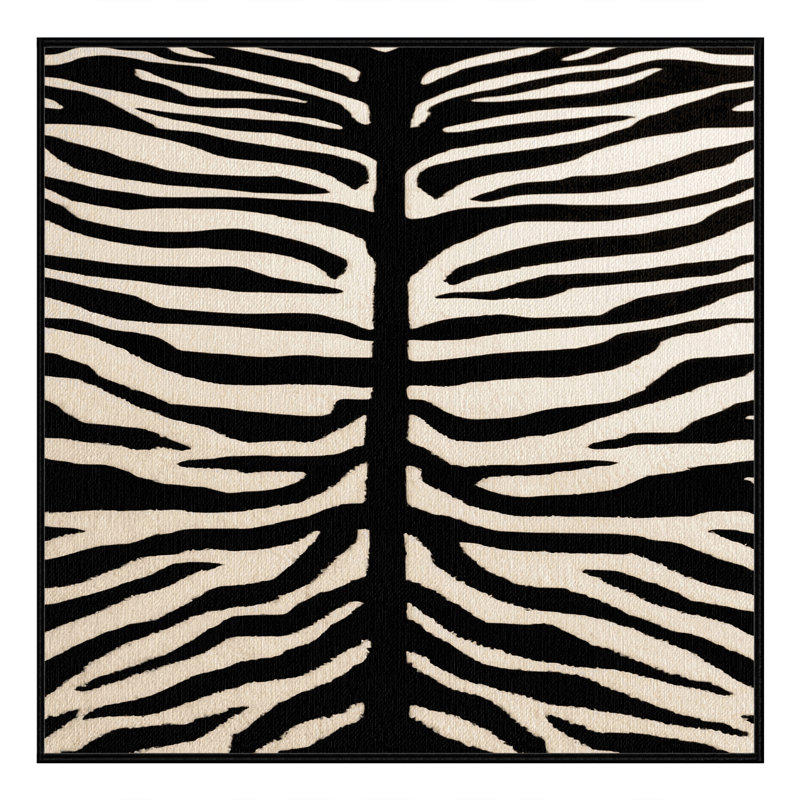 Washable Plains Zebra Wildlife Area Rug, Square 5'