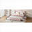 Blush Pink Linen Upholstered Platform Bed, Queen Size with Trundle and Storage Drawers for Guest Bedroom, Elegant Wingback Style