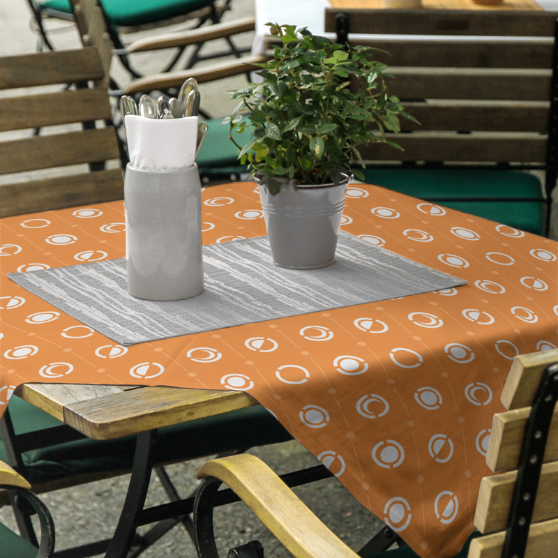 Classic Moon Phases Tablecloth, White/Orange