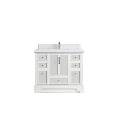 Alys 42'' Free Standing Single Bathroom Vanity with Quartz Top -  Willow Collections, ALS_WH_DC_EMP_WT_42