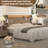 King Size Natural Headboard with Storage, LED RGB Lights, USB & AC Charging Ports, Bookcase Shelves, Hidden Storage, Baseboard Groove Design-762062735-762062731