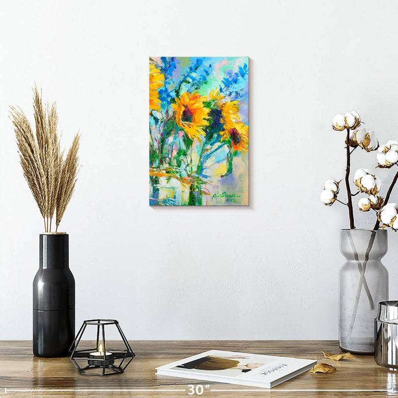 Harnek tournesols dans des bouteilles en verre, H 12 po x l 8 po