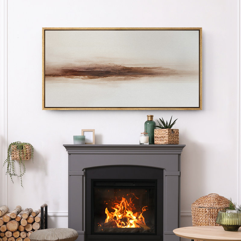 Grande impression sur toile encadrée - reproduction abstraite neutre pour décoration murale minimaliste moderne, Naturel