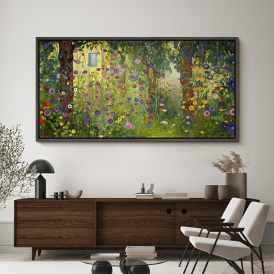 Vibrant Wildflower "Colorful Garden Flowers Vintage Classic Extra Large Framed Canvas Print Wall Art