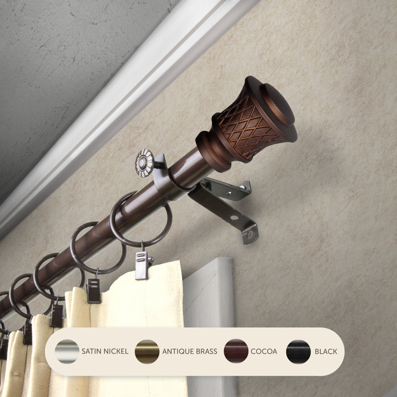 Tringle à rideaux 3/4 po Lennart, 120" – 170", Cacao