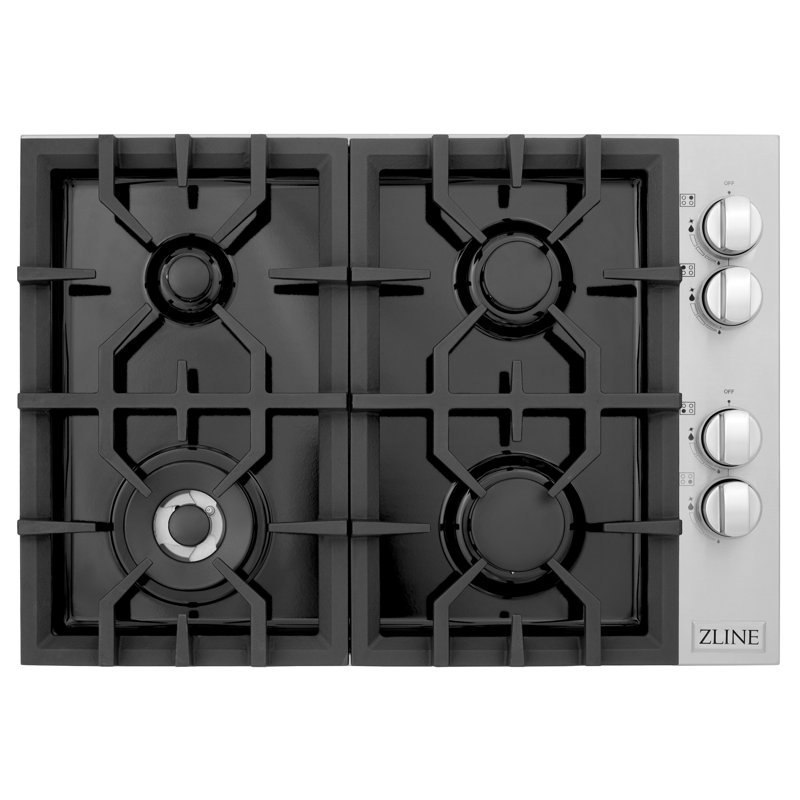 ZLINE 30 In. Gas Cooktop with 4 Burners, Black Porcelain