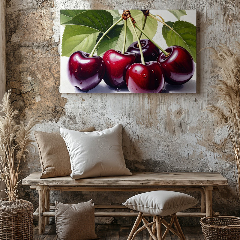 Art mural sur toile cerise rouge juteuse, H 9 po x l 12 po