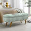 Banc de rangement repose-pieds ovale, pieds en bois d'hévéa, cyan gris (43,5 po x 16 po x 16 po)-621831673
