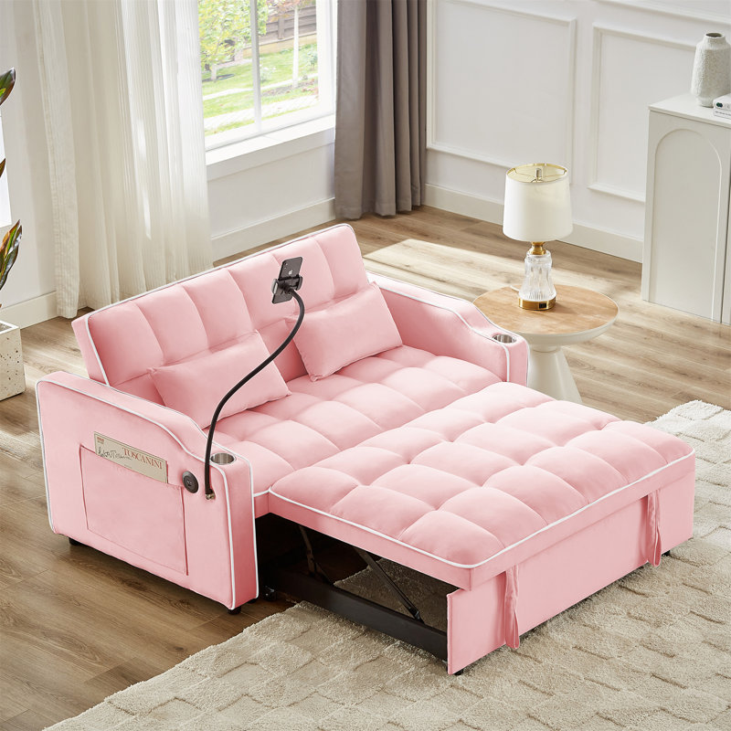 1 canapé-lit pliable polyvalent en 3 longueurs, Rose