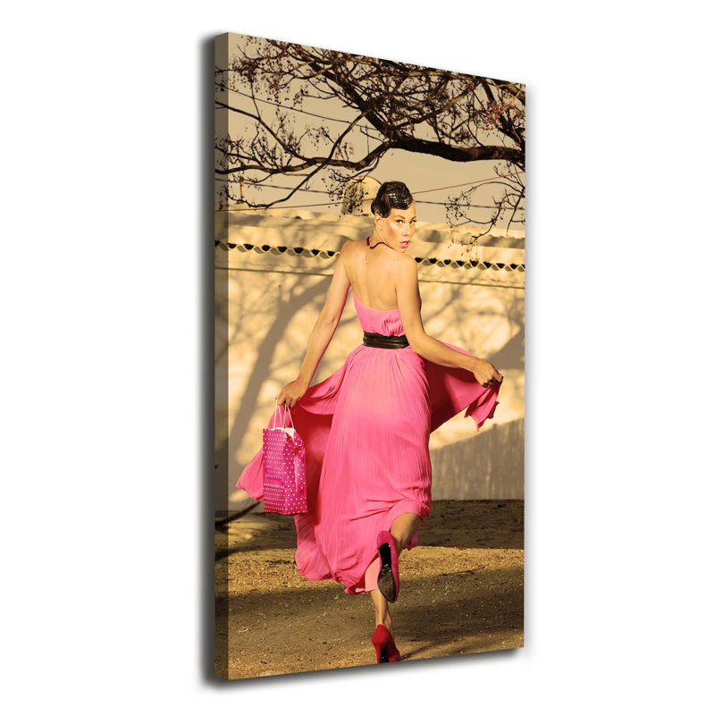 Woman In Pink - Wrapped Canvas Print