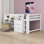 Full Low Loft Bed With Desk, Cabinets, Bookcase & Whiteboard