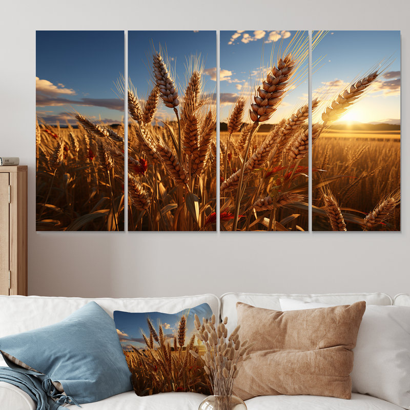 Golden Harvest Meadow Horizon III - Ensemble d'art mural 4 pièces Meadow, H 28 po x l 48 po