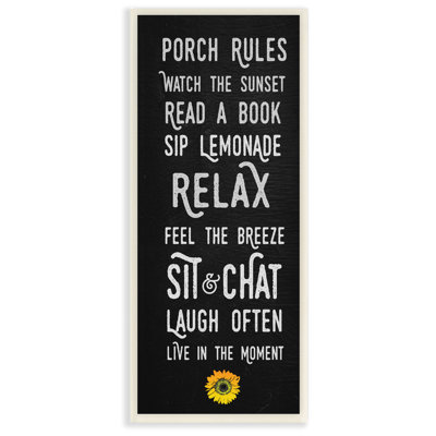 " Porch Rules Modern Sunflower Live In The Moment " by Daphne Polselli