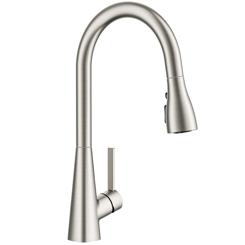 Robinet de cuisine rétractable avec plaque de pont, Acier Inoxydable, Sans distributeur de savon
