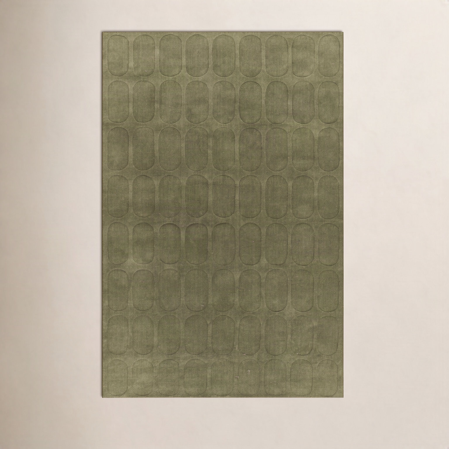 Aldery Green Hand-Loomed Geometric Wool Rug, 9' X 12'