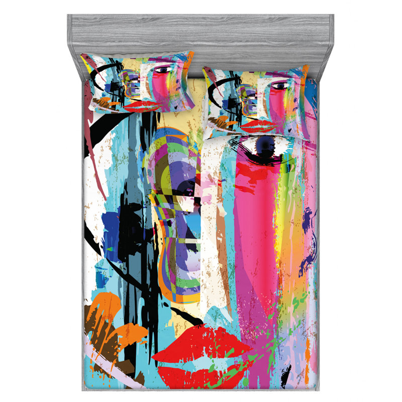 Microfiber Abstract Sheet Set, Full Sheet Set + Fitted Sheet + 2 Pillowcases