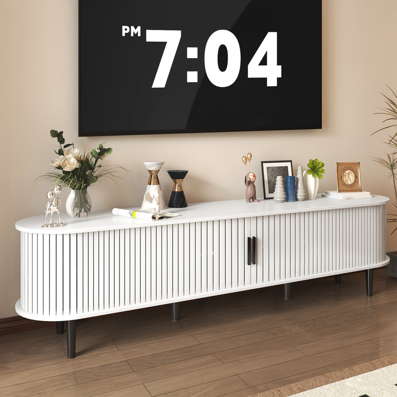 70" Mid-Century Modern TV Stand with Tambour Doors