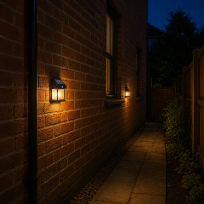 Black 17.2cm H Solar Powered Integrated LED Outdoor Wall Lantern