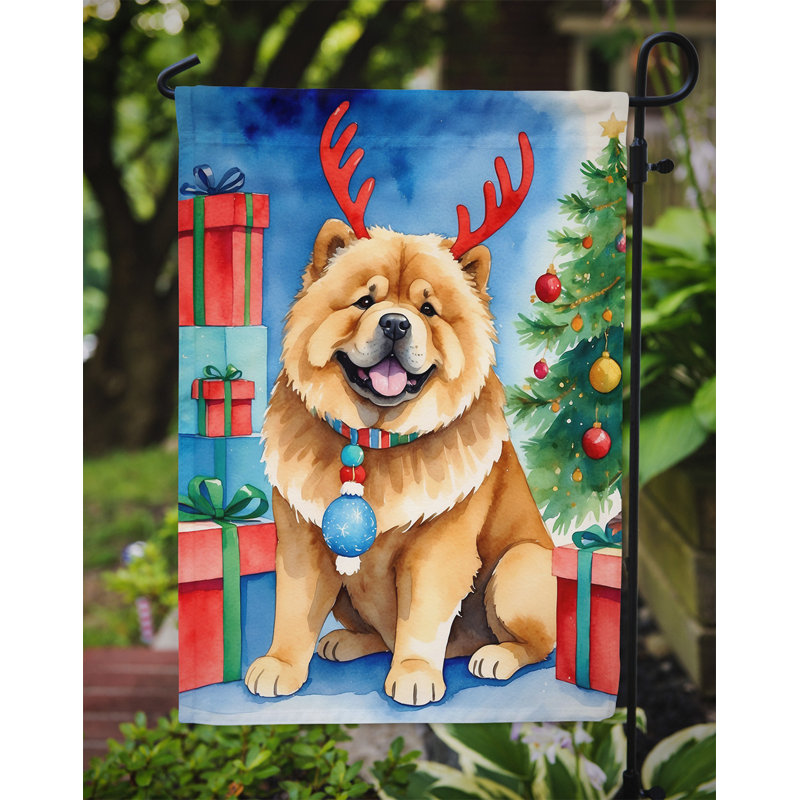 Drapeau de Noël renne de jardin, Chow-chow