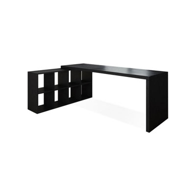 Black L-Shaped Solid Wood Executive desk