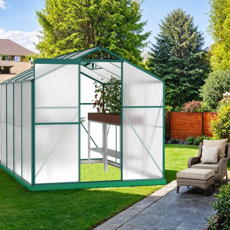 8ft x 6ft  Greenhouse, Green, White