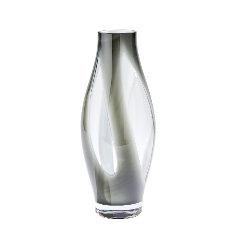 Vase de table en verre, gris, H 19,75 po x l 8,25 po x P 8,25 po