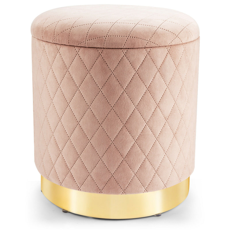 Repose-pieds avec rangement 14 po, Velours rose