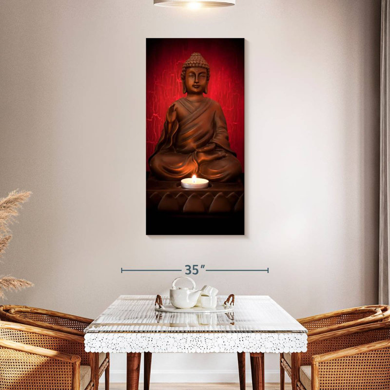Bougie et Bouddha, H 36 po x l 18 po