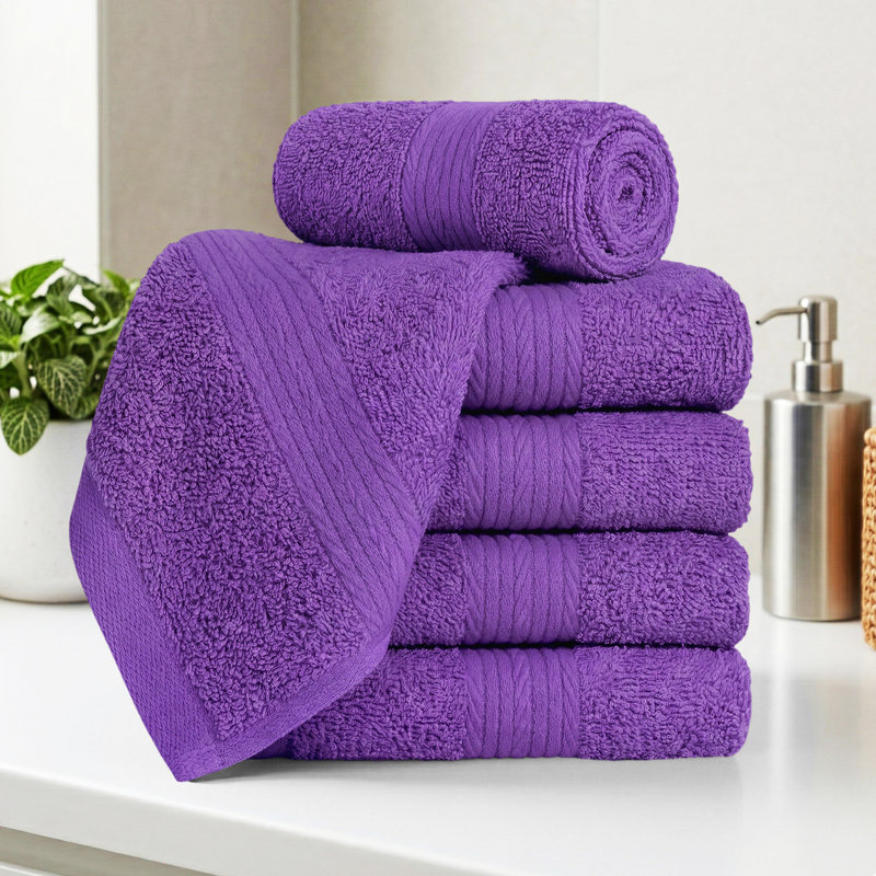 100% Cotton Washcloth 12 x 12 Inch Highly Absorbent , Purple